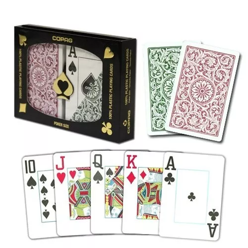 Copag Poker Size Regular Index 1546 Playing Cards (Green Burgundy Setup) New