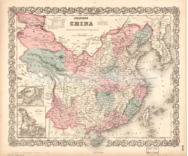 1871 Map| Colton's China| China Map Size: 20 inches x 24 inches |Fits 20x24 size 3