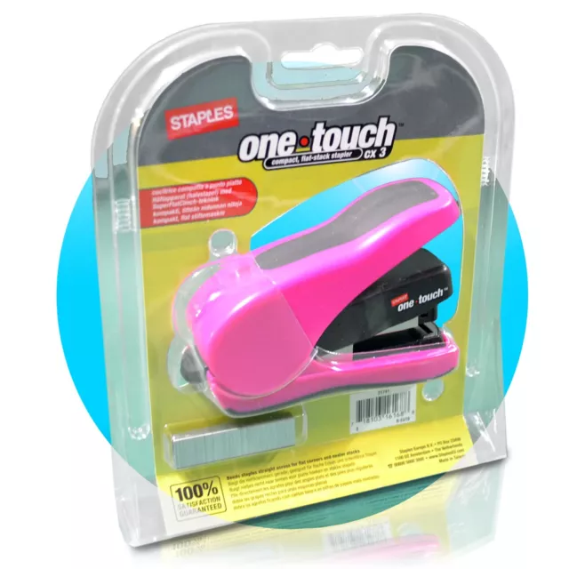 STAPLES one toche cx3 Bürohefter Hefter Heftgerät Tacker pink 20 Blatt