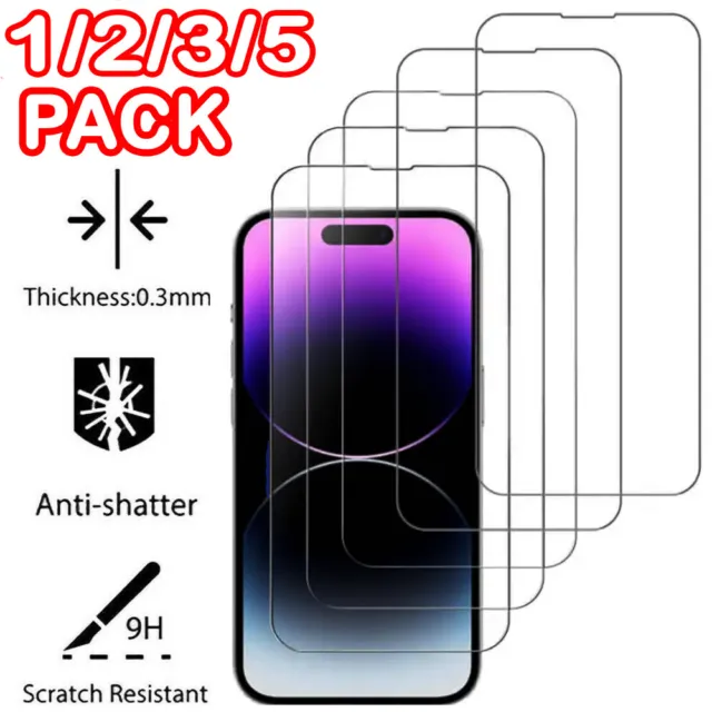 Tempered Glass Screen Protector For iPhone 15 14 13 12 11 Pro Max X XR XS SE 8 7