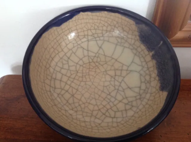 Japanese Art Pottery/Ceramic Bowl OOAK Cobalt & Crackle Glaze Handmade