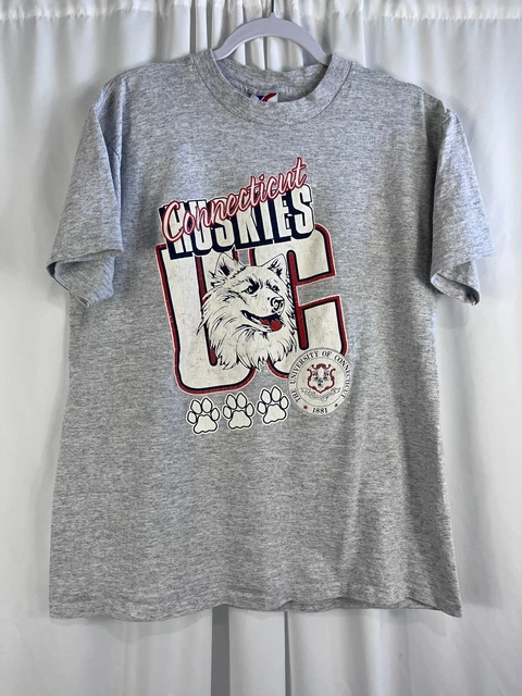 VINTAGE UCONN HUSKIES Shirt Basketball Made In USA Artex Large 90s $40.