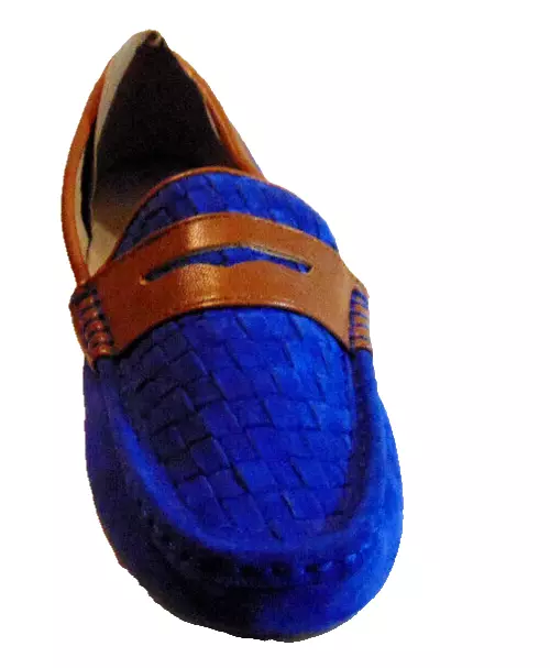 G.H.BASS BECCA BLUE Penny Loafer Shoe SlipOn Basket Weave Moccasin,Flat ...