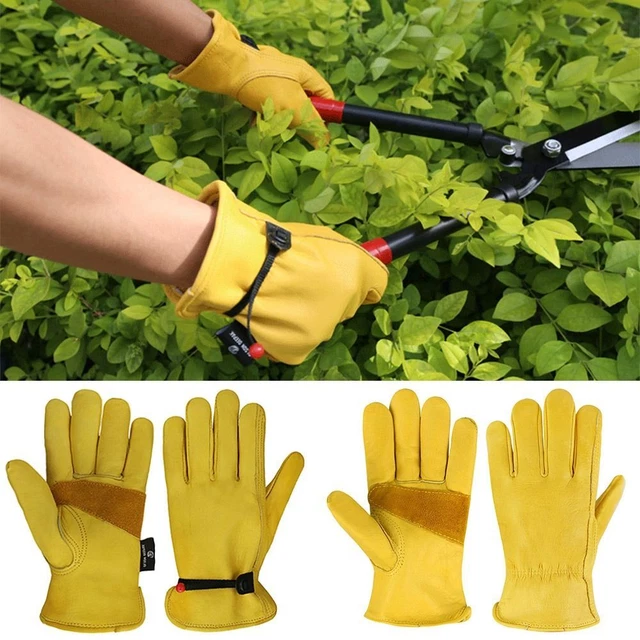 Yellow Working Gloves Leather Protective Safety Gloves  Outdoor Work