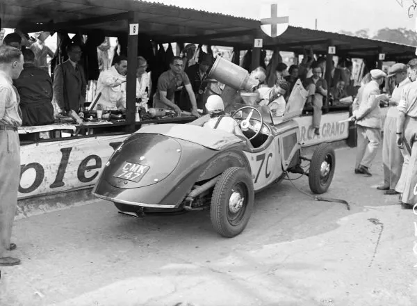 Kay Petre, Frazer Nash BMW, is refuelled in the pits 1936 Racing Old Photo