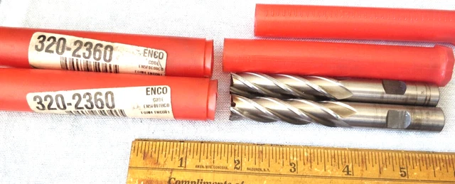 (2 pieces ) ENCO  1/2" 4 Flute HSS CC End Mill 2"LOC