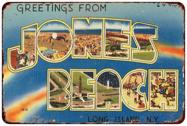 New York Postcard Greetings from Jones Beach, Long Island, N. Y. metal sign USA
