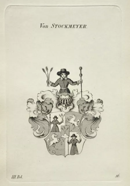 1847 Wappen Württemberg Von Stockmeyer Kupferstich-Wappen von Tyroff