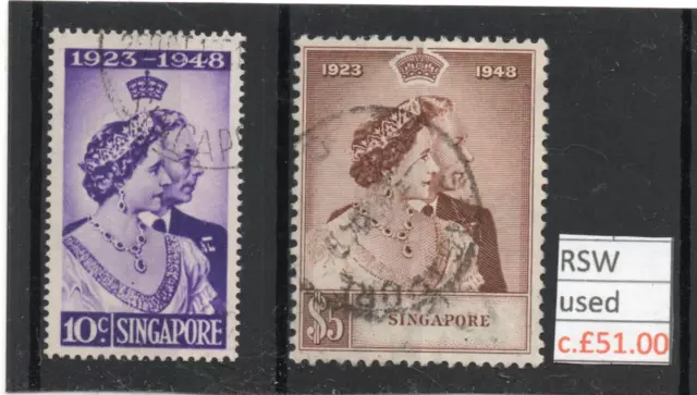 Singapore GV1 1948 Royal Silver Wedding sg 31-32 Used