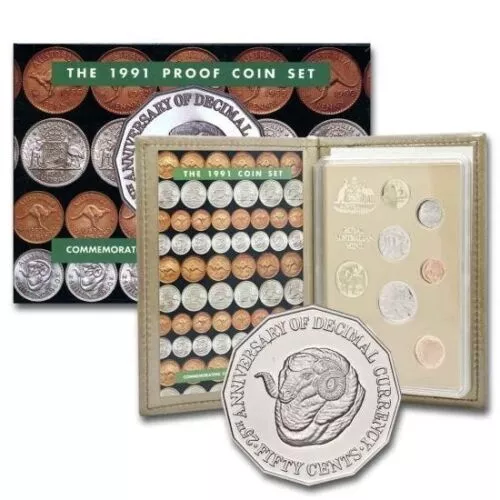1991 Australia 8 Coin Proof Set 25th Years of Decimal Currency in Box of Issue