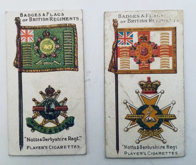 1903/1904 ? Two cigarette cards BADGES & FLAGS OF BRITISH REGIMENTS - Players.