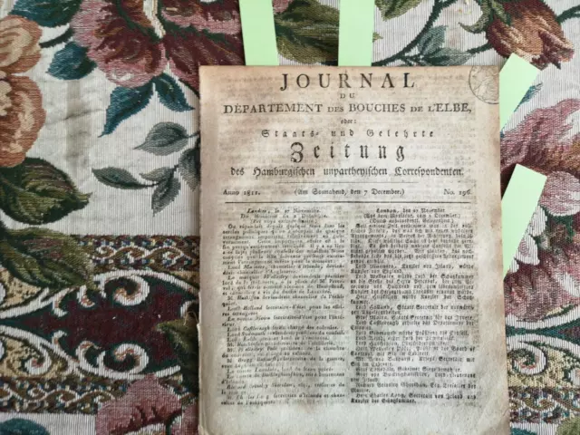 1811 Zeitung  Hamburg 195 Ejea de los Caballeros Stadt von Ahlefeldt Langeland