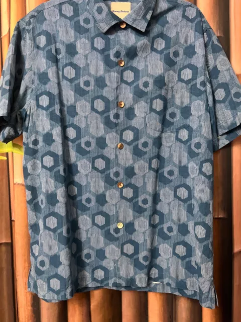 Tommy Bahama Men's Large 100% Silk Coastal Cascade Hawaiian Button Camp Shirt
