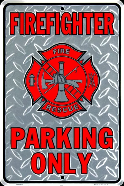 Fire Fighter Parking Only Sign Firefighter Metal Fire & Rescue Fireman Sign