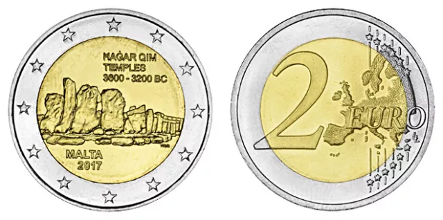 MALTA 2 EURO HAGAR QIM TEMPELANLAGE 2017 bankfrisch/bfr