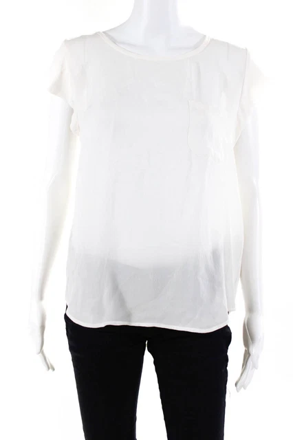 Joie Womens Silk Crepe Short Sleeve Rancher Tee Blouse Top Ivory Size S Joie Womens Silk Crepe Short Sleeve Rancher Tee Blouse Top Ivory Size S