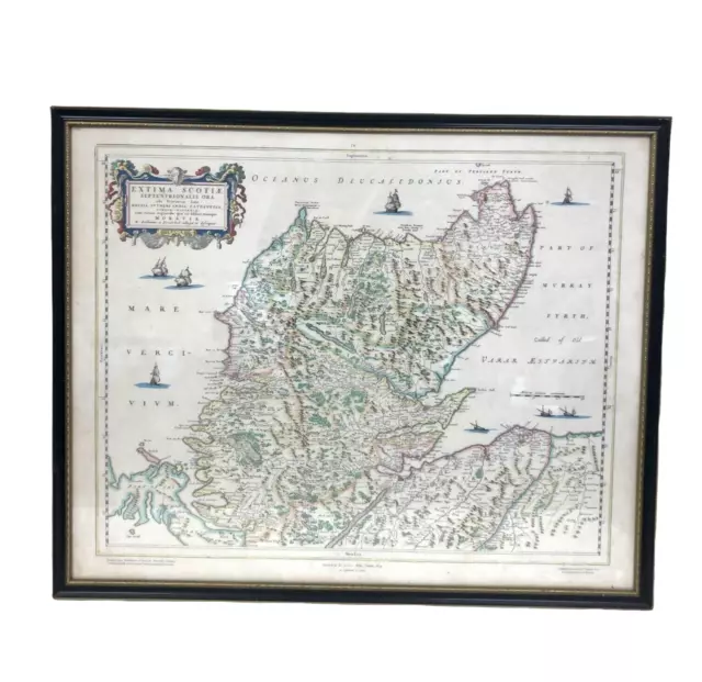 Johan Blaeu Atlas Novus Print Map of Scotland c1654 Framed