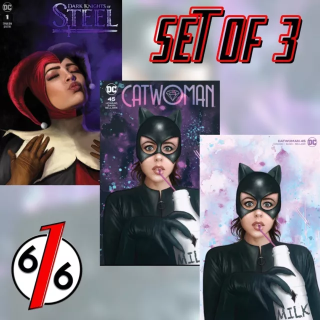 🔥🐱 CARLA COHEN 616 CATWOMAN & HARLEY QUINN SET Of 3 Dark Knights Of Steel