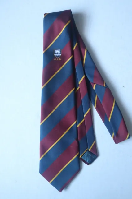 Oxfordshire County Cricket Club TIE c1990's Blue Magenta Gold striped Maddocks