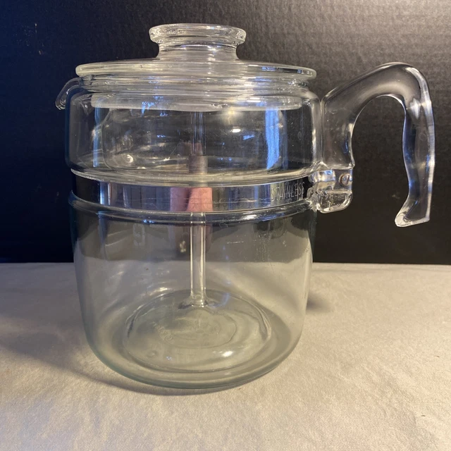 VINTAGE PYREX FLAMEWARE Glass Stovetop Percolator 9 Cup 7759 Coffee Pot