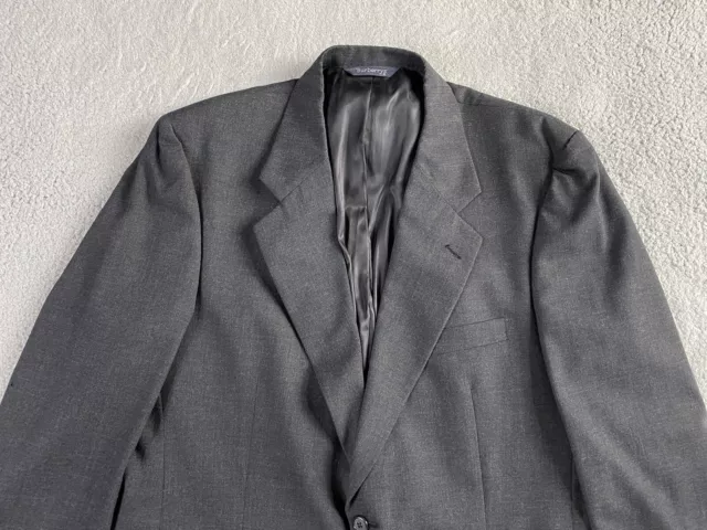 Burberrys' Suit Jacket Mens 44 R Charcoal Gray Pure Wool 2 Button Sport Blazer 2