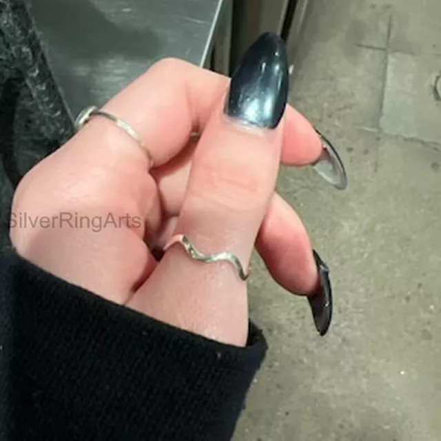 Minimalist Wavy Thumb Ring Silver, Solid 925 Sterling Silver Thumb Ring,