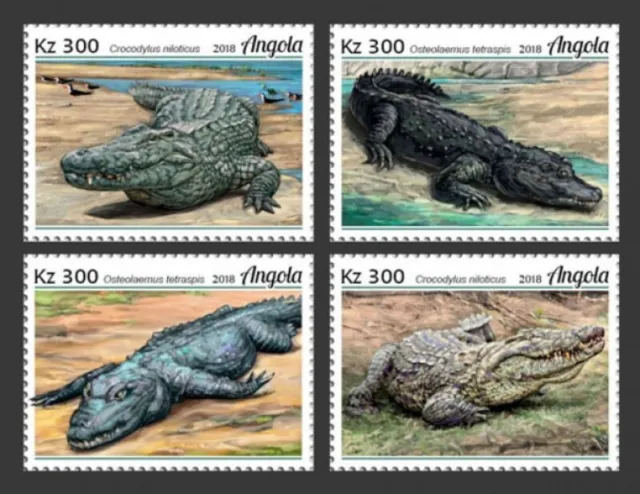 Angola - 2018 Crocodiles auf Briefmarken - 4 Briefmarke Set - ANG18129a