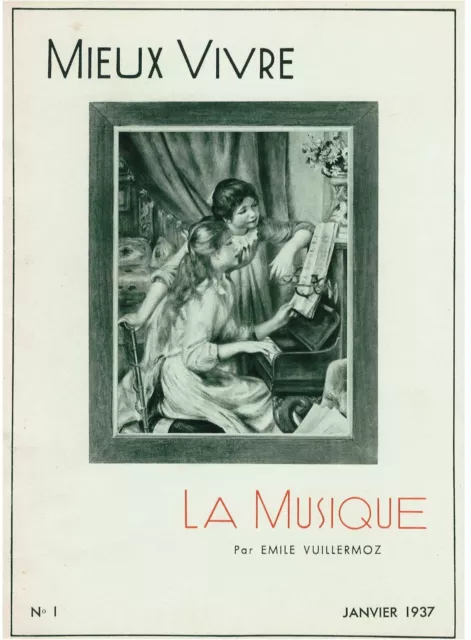 MIEUX VIVRE n° 1 - LA MUSIQUE par Emile VUILLERMOZ - Janvier 1937