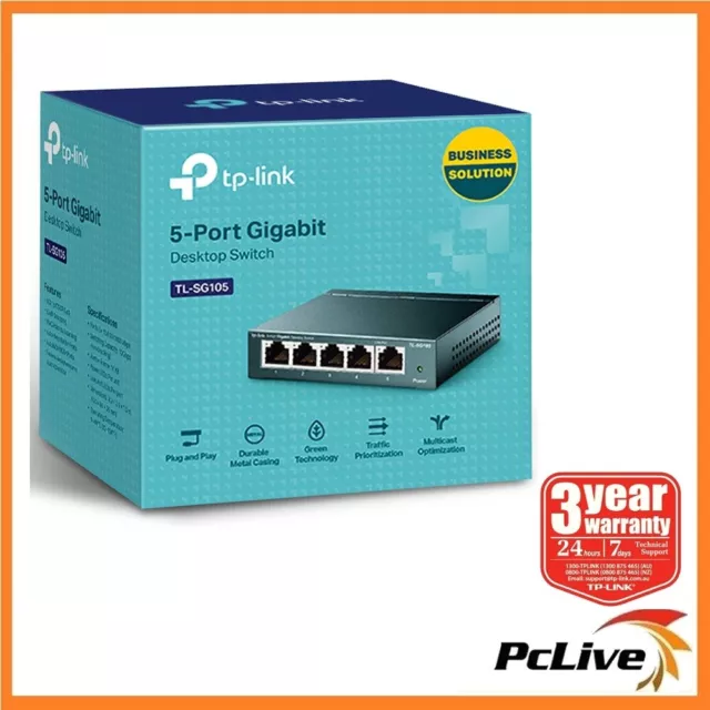 NEW TP-Link TL-SG105 V6 5-Port 1000Mbps Gigabit Desktop Switch Ethernet Steel