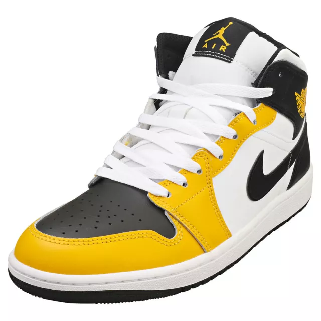 Nike Air Jordan 1 Mid Homme Yellow White Black Baskets Mode