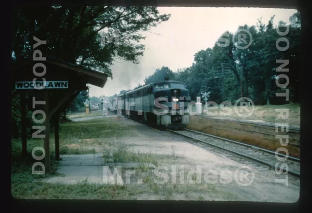 Duplicate Slide MP Missouri Pacific ALCO PA1 8009 & 2 Psgr Action Woodlawn MO