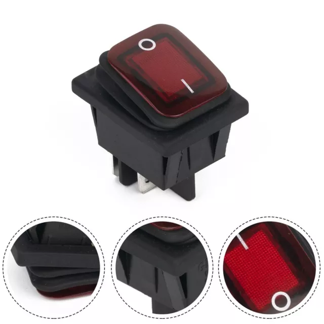 Water resistant Red Rectangle Rocker Switch On/Off Waterproof IP67 20A