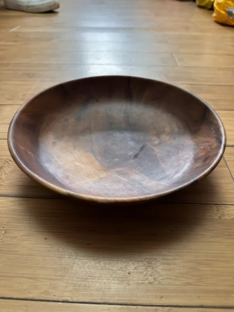 Vintage Wooden Teak Fruit Bowl Mid Century Round Circular