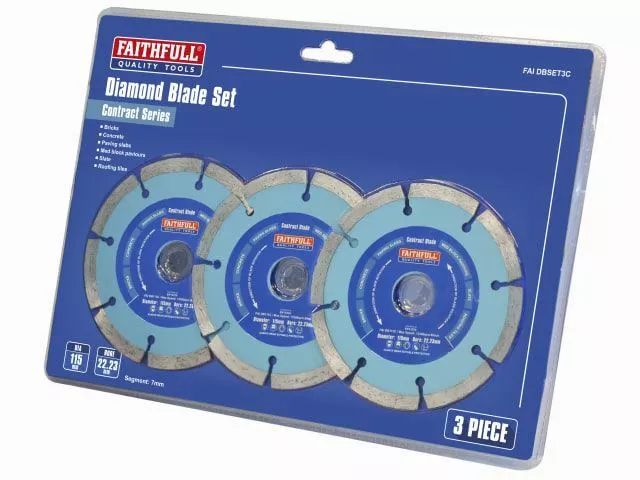 Faithfull Contract Diamond Blades 115 x 22.2mm (Pack 3)