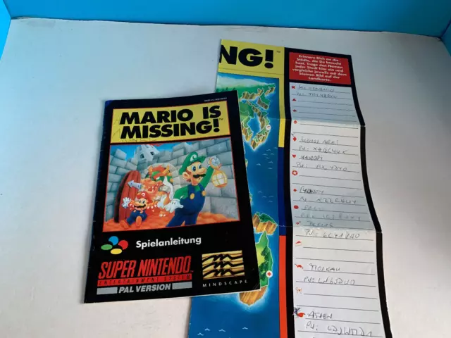 Super Nintendo SNES - NUR Spielanleitung + PLAN - Manual - MARIO IS MISSING