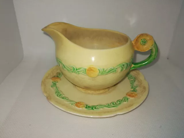 Carlton Ware Creamer or gravy jug and plate Yellow Early Buttercup Range 1936