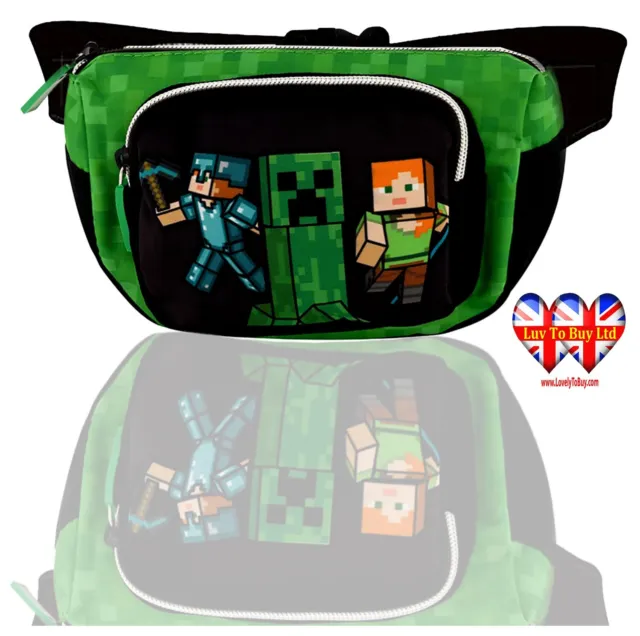 Minecraft Waist Bag,Front pocket,Children`s Waist Bum Bag ,Official Licensed