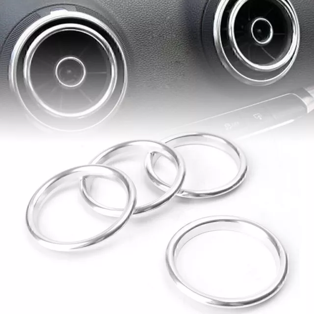 4 Pcs Silver Interior Air Vent Outlet Ring Cover for Audi A3 8V 2012-2019 Car