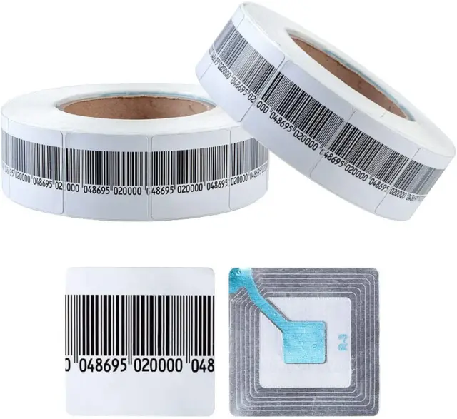 8.2 MH RF Security Tags Soft Labels with Mock Barcodes for Retail EAS Anti-Thef
