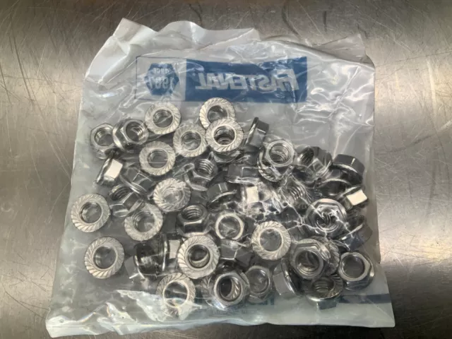 (48) Fastenal 3/8-16 Flange Lock Nut 316 Stainless Steel
