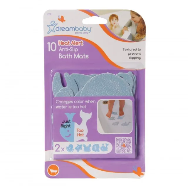 Dreambaby Heat Alert Non-Slip Bath Mats Strips 10PCS Baby Safety Dream Anti-Slip