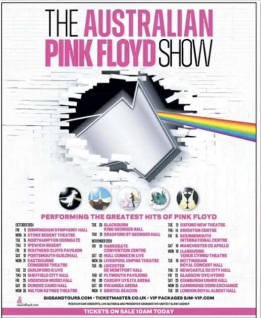 THE AUSTRALIAN PINK Floyd Show Tour 2024 News Advert Mini Poster Ad 6x5