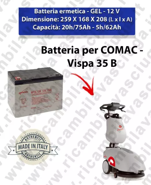 Battery GEL for VISPA 35 scrubber dryer COMAC