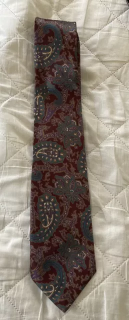KETCH MEN'S NECKTIE Tie Polyester Satin Finish Paisley Green Maroon And ...