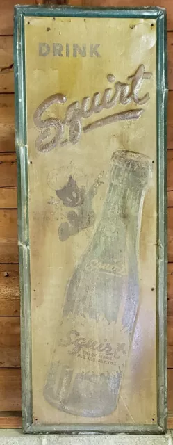SQUIRT 1946 ORIGINAL Drink Squirt "Just Call Me Squirt" Embossed Tin Sign RARE