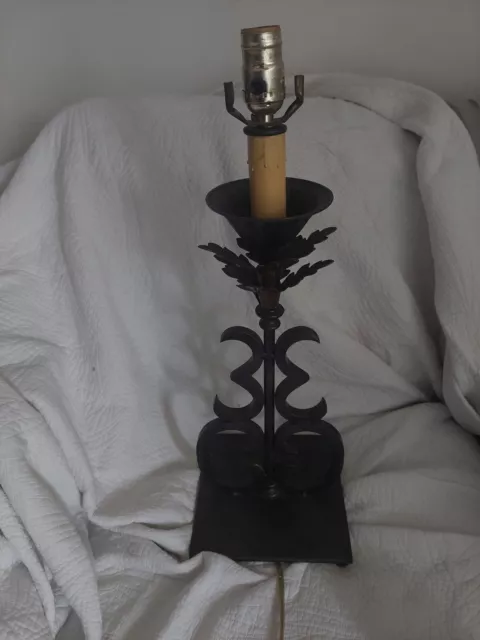Antique Art Deco Wrought Iron Lamp. Came from an old art deco hotel in Miami Bch