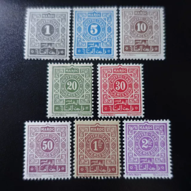 FRANCE COLONIE - MAROC timbre TAXE N°27/34 NEUF ** LUXE MNH