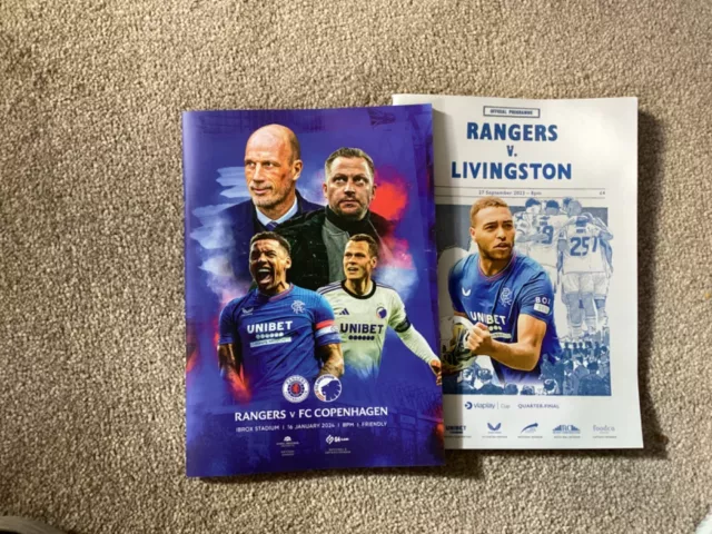 2 different Rangers home programmes 2023/24 season