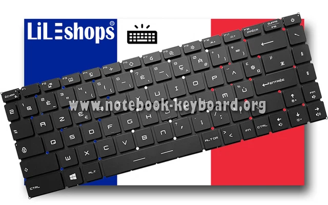 Clavier AZERTY Français Pour MSI WS60 - Remplacement NSK-FB1BN 9Z.NCXBN.11D Neuf D'origine