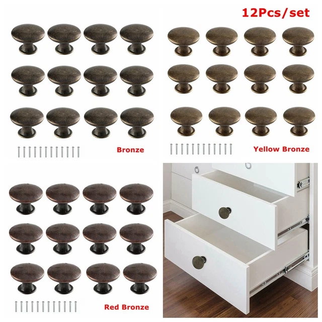 12Pcs Antique Brass Knobs Handles For Doors Drawer Cupboard Door Cabinet Knob
